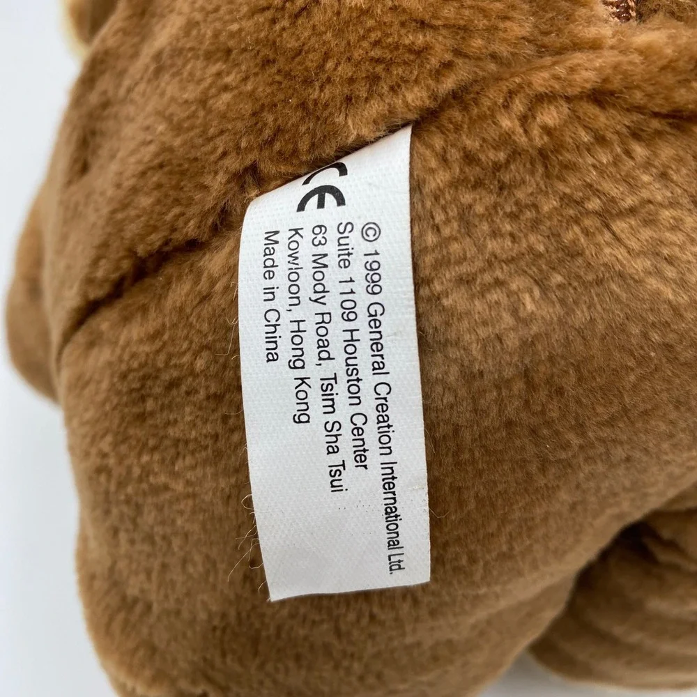 Vintage 1998 Baby Bear Plush Toy Storytelling Bow Tie Hat General Creations FLAW